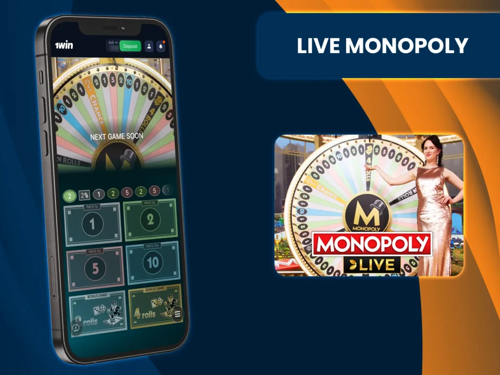 Bet on numbers and win at Live Monopoly at 1win.