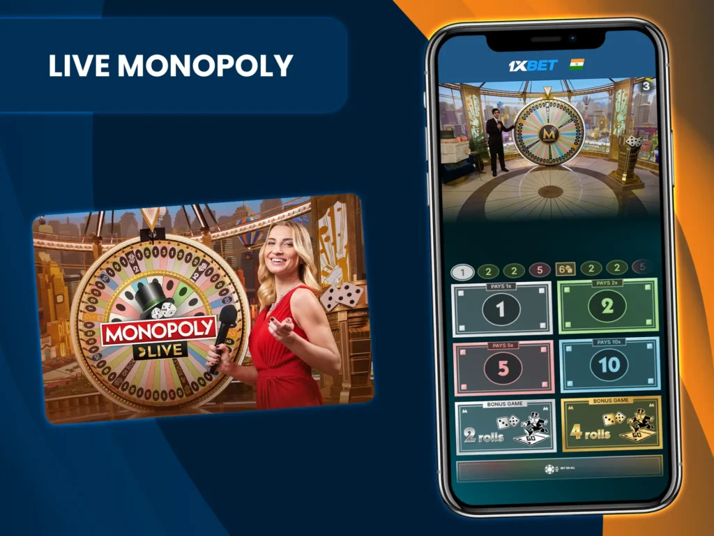 Enjoy playing Live Monopoly on 1xbet.