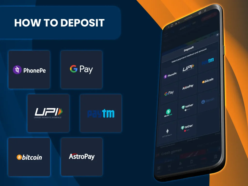 Register on the 4rabet website, select preferred deposit option and fund your account.