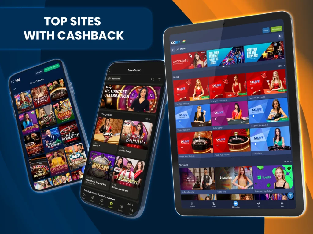 Explore top sites offering cashback rewards for Live Casino.