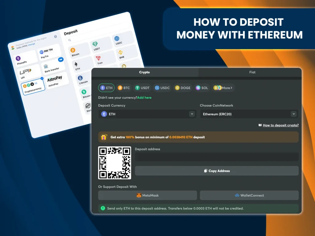 See how to deposit money on Live Casinos with Ethereum quickly and securely.