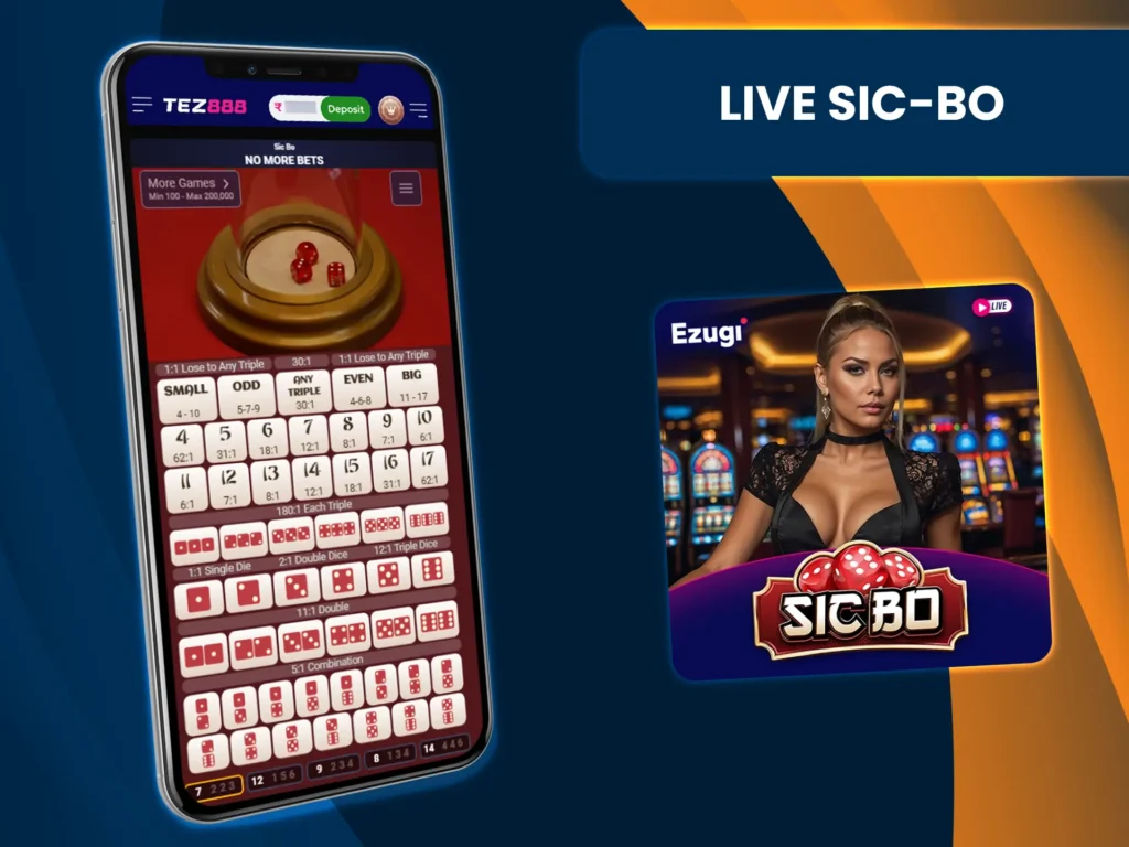Roll the dice at Sic-Bo on Tez888.