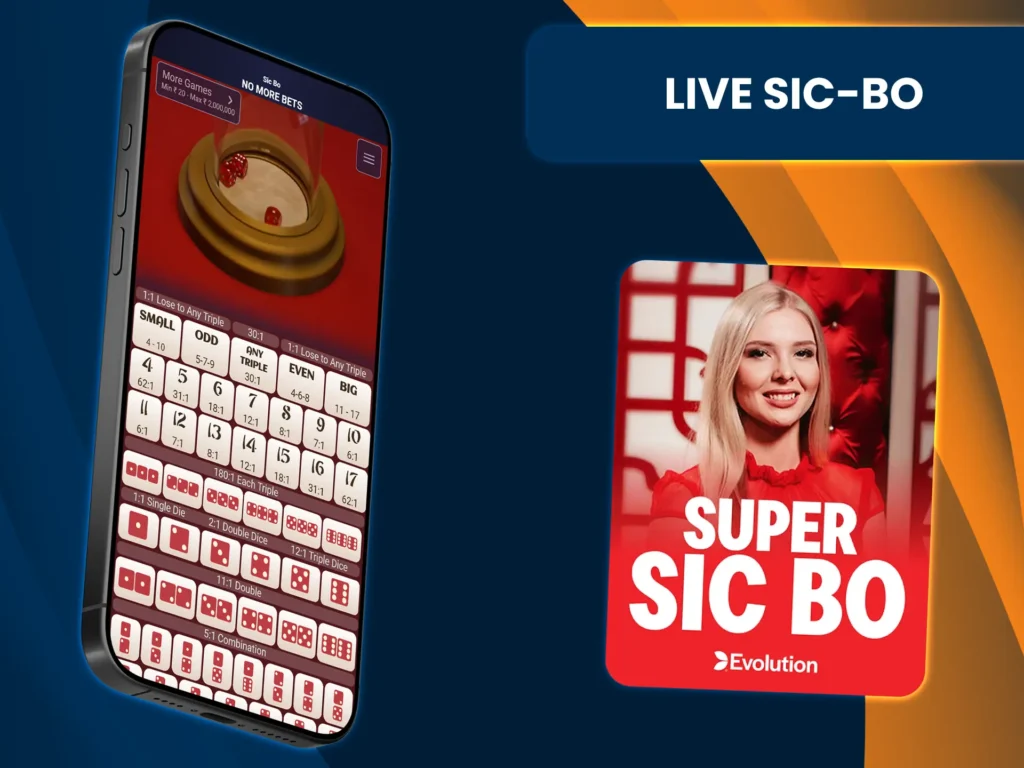 Predict the dice outcome in Live Sic-Bo and win big at BC Game.