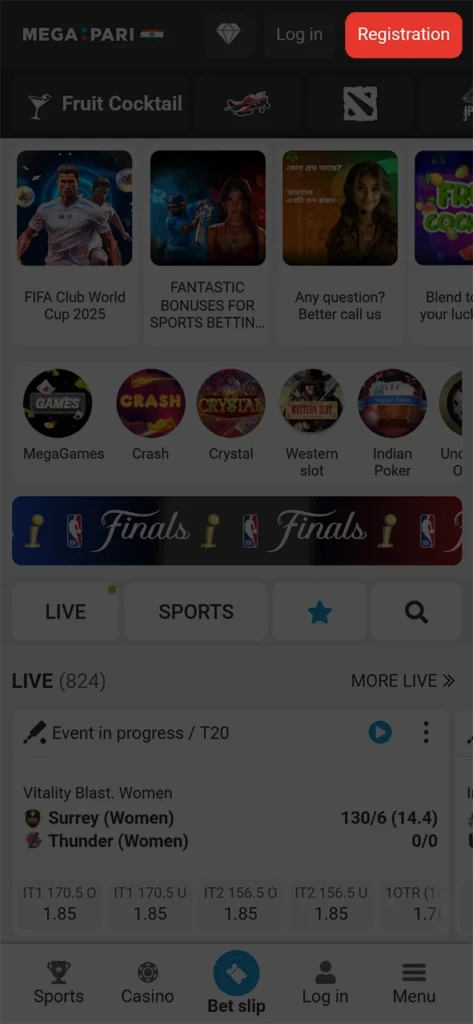 Click on the registration button on the Megapari homepage.