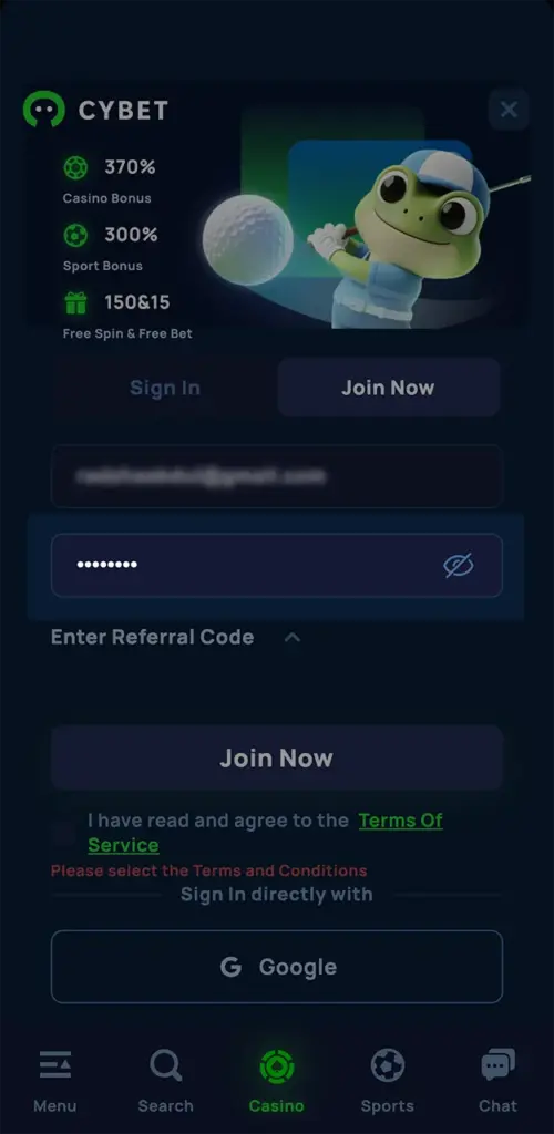 A unique password will help you avoid hacking on the Cybet website.