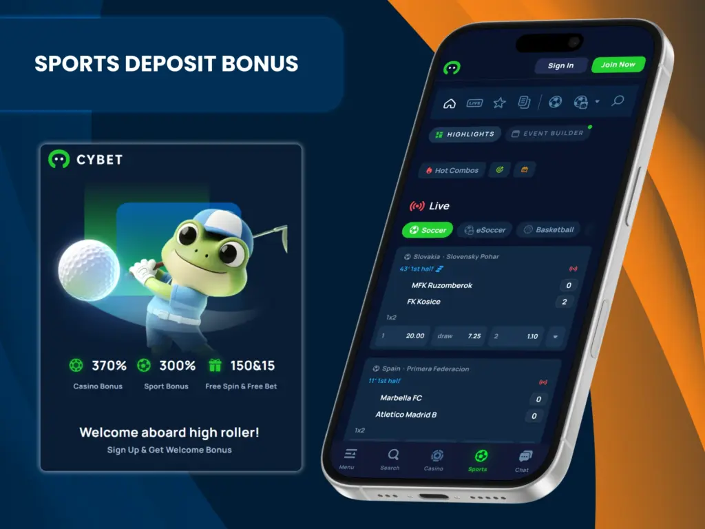 Cybet offers players a deposit bonus for sports betting.