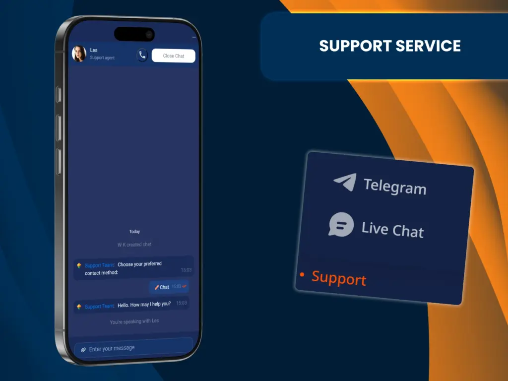 Patang has a 24/7 customer support service that can be contacted via chat or Telegram.