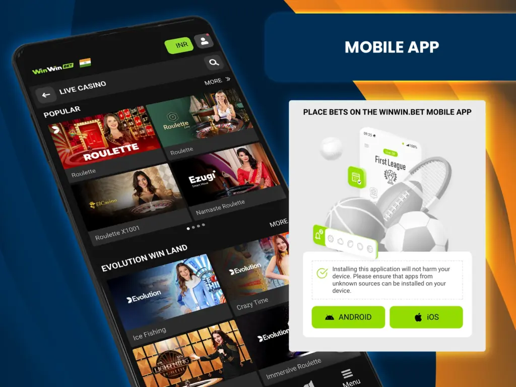 The WinWin app is available for iOS and Android, which undoubtedly increases the casino's credibility.